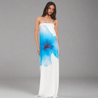 Thalwina | Sexy Blumen Maxi-Kleid für den Sommer – Blau