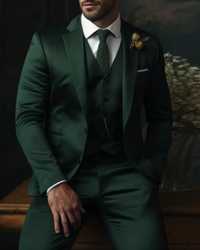 Herren Anzug 3-teilig Slim Fit | Klassisch & Elegant für Hochzeitsgäste – Olivgrün