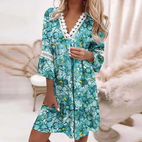 Cassandra | Luftige Blüten Sommerkleid – Weiß-Blau 2