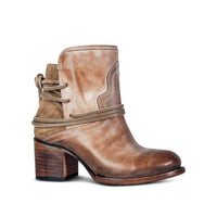 Elegante Leder Damen Stiefeletten – Kaki