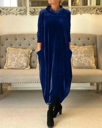 Lei™ - Elegantes Winterkleid mit Taschen – Blau