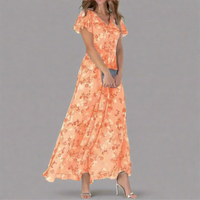 Dahlia | Glamouröses Langarmkleid – Orange