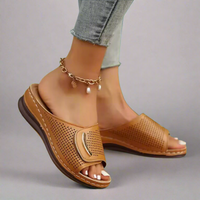 Hanna | Bequeme Keil-Sandalen für den Sommer – Hellbraun