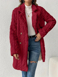 Elisa - Gemütlicher Teddy-Mantel – Rot