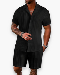 Herren Elegantes Sommer Set | Shirt Und Shorts – Schwarz