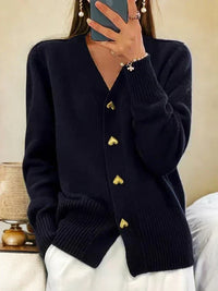 Cardigan mit Knopfleiste – Gemütlicher Charme mit Weiblicher Eleganz – Schwarz