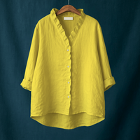 Joyce™ | Schlichte Bluse mit V-Ausschnitt – Gelb