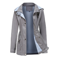 Trenchcoat Damen | Übergangsjacke Mit Abnehmbarer Kapuze – Grau