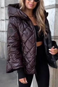 Lara | Elegante Damen Jacke mit Kapuze lässig & modern – Braun