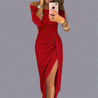Isabella | Funkelndes Dinnerkleid mit elegantem Hüftschlitz – Rot