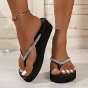 Savannah - Unifarbene Flip Flops für Frauen – Schwarz