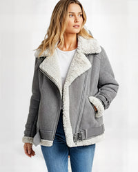 Winter Jacke für Damen mit wärmendem Innenfutter und Kragen – Grau