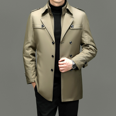 Rupertt | Mid-Langer Trenchcoat für Herren mit Abnehmbarer Innenjacke & Stehkragen