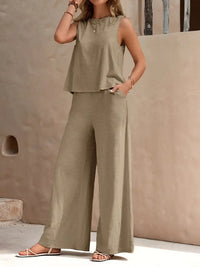 Amélie - Elegantes und komfortables Zweiteiliges Set – Weizenton