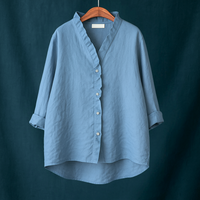 Joyce™ | Schlichte Bluse mit V-Ausschnitt – Blau