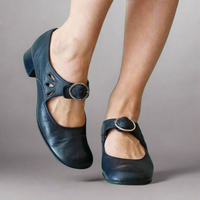 Denisa | Orthopädische Ledersandalen mit bequemer Keilsohle – Dunkelblau