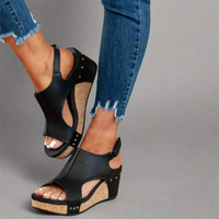 Vreni | Handgefertigte orthopädische Sandalen für maximalen Komfort – Schwarz