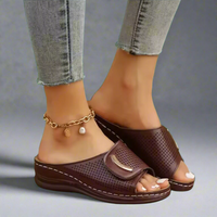 Hanna | Bequeme Keil-Sandalen für den Sommer – Kaffee