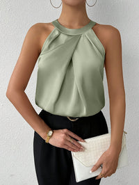 Miranda™ | Elegante Satinbluse mit freien Schultern – Hellgrün
