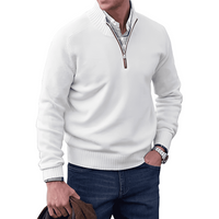 Tim | Hochkragen-Pullover mit Reißverschluss – Weiß