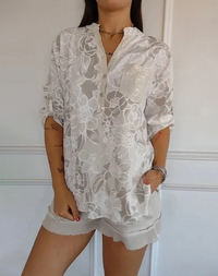 Comfina™ - Luftige Bluse mit Blumenmuster – Weiß