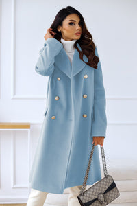 Reielle | Damen Doppelreihiger Wollmantel – Blau