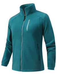 Fleecejacke Damen Mit Stehkragen | Reißverschluss Sportjacke Outdoor – Türkis