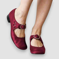 Eline | Orthopädische Ledersandalen mit bequemer Keilsohle – Rötlichbraun