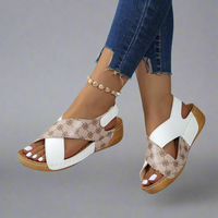 Solveig | Ultraflache, Bequeme Orthopädische Sandalen – Pflaumenblüte