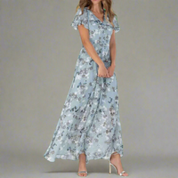 Dahlia | Elegantes Langarmkleid mit Glamour – Blau