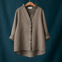 Joyce™ | Schlichte Bluse mit V-Ausschnitt – Dunkelgrau