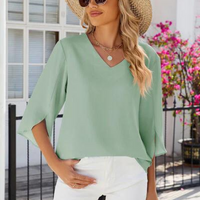 Eamon | Damen Bluse med V-Ausschnitt – Grün