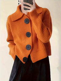 Olimaveia | Zeitlose Eleganz Gerippter Cardigan Vielseitig Einreihig – Orange-Rot