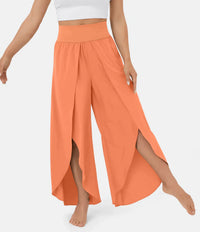 Heidi-Mode | Damen Hose Super Bequeme, Luftige und Elegante Schlaghose mit Integrierten Shorts – Orange