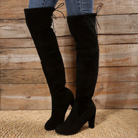 Overknee Stiefel Damen | Überkniehoher Schaft mit Slip-On – Schwarz
