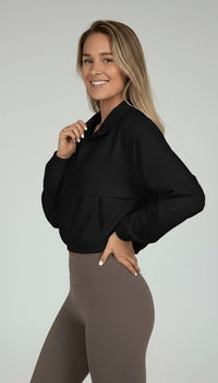 Nancy | Leichte Quarter-Zip Windbreaker-Jacke – Schwarz