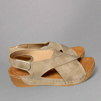 Solveig | Ultraflache, Bequeme Orthopädische Sandalen – Khaki