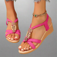 Valeska | Handgefertigte Wedgesandalen aus Premium-Material – Pink