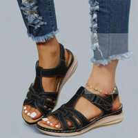 Queniva | Handgefertigte orthopädische Komfort-Sandalen aus Vintage-Leder – Schwarz
