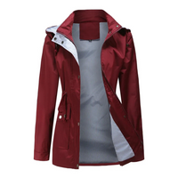 Trenchcoat Damen | Übergangsjacke Mit Abnehmbarer Kapuze – Rot