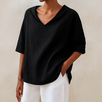 Willeke™ | Elegante Bluse mit V-Ausschnitt – Schwarz