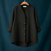 Joyce™ | Schlichte Bluse mit V-Ausschnitt – Schwarz
