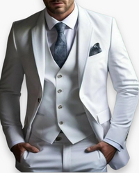 Herren Anzug 3-teilig Slim Fit | Klassisch & Elegant für Hochzeitsgäste – Weiß