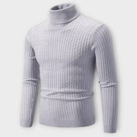 Enzo - Warmer Strickpullover mit Rollkragen – Hellgrau