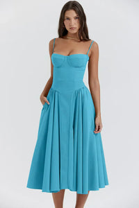 Rieke | Strukturiertes Maxikleid mit Frische-Effekt – Blau