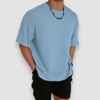 Milan | Textured T-shirt – Blau