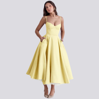 Heidi-Mode | Midi-Kleid mit Blumenkorsett für Damen – Gelb