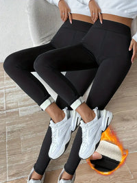 Shivlina | Doppelte, einfarbige Skinny-Leggings – Schwarz