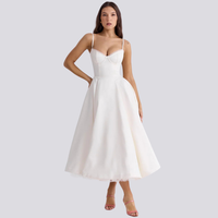 Heidi-Mode | Midi-Kleid mit Blumenkorsett für Damen – Weiß