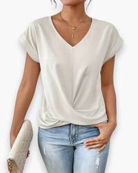 Damen Elegantes Twist Front Top | V-Ausschnitt – Weiß